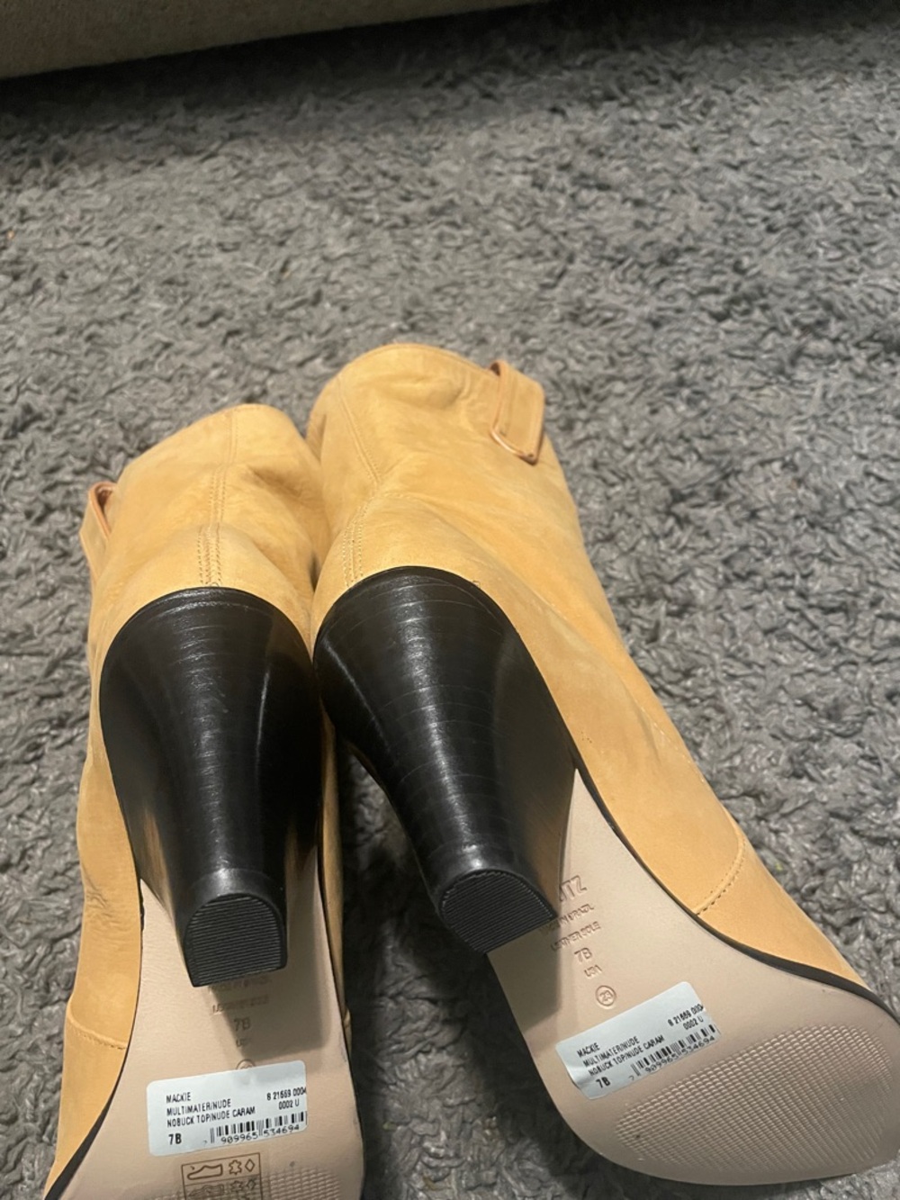 SCHUTZ Pointed-Toe Mid-Calf Heeled Boots in Tan - Picture 8 of 11
